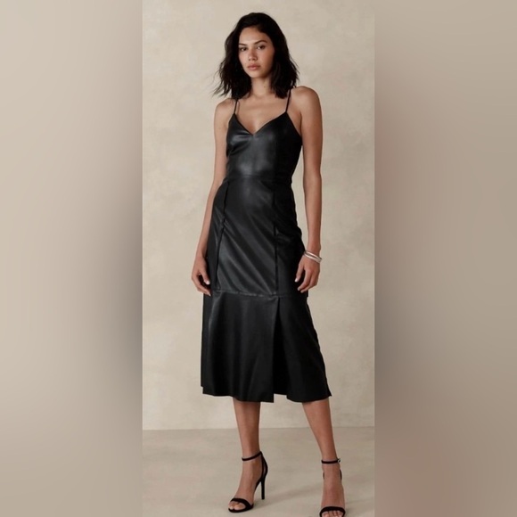 Banana Republic Dresses & Skirts - NWT BANANA REPUBLIC ARMY GREEN VEGAN LEATHER DRESS. 8p. QUIET LUXURY, SEXY